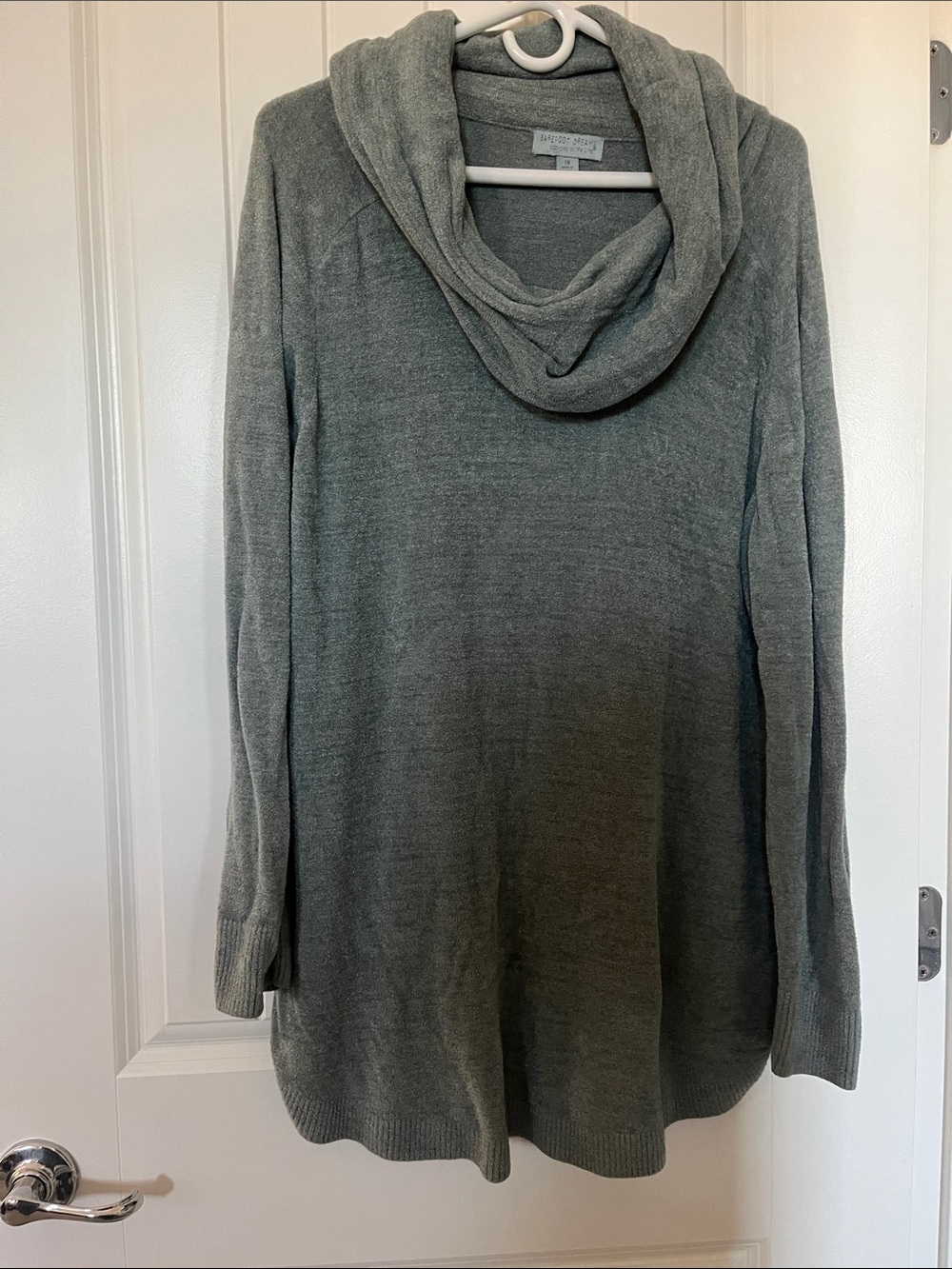 Barefoot Dreams Heather Gray Cowl Neck Sweater